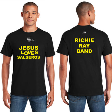 Shirt "Jesus Loves Salseros - Richie Ray" - Short-Sleeve Unisex - Black 2 Sided